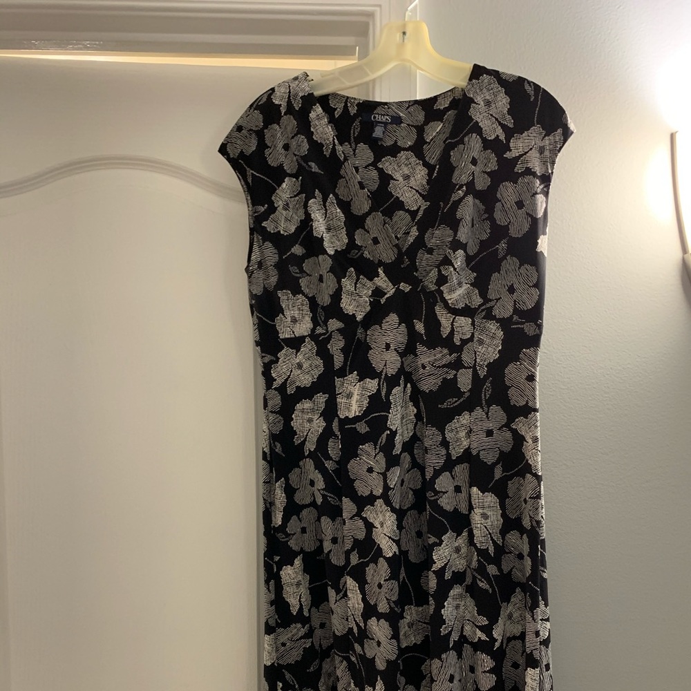 Chaps Black Floral Empire Faux Wrap Dress - Picture 2 of 6